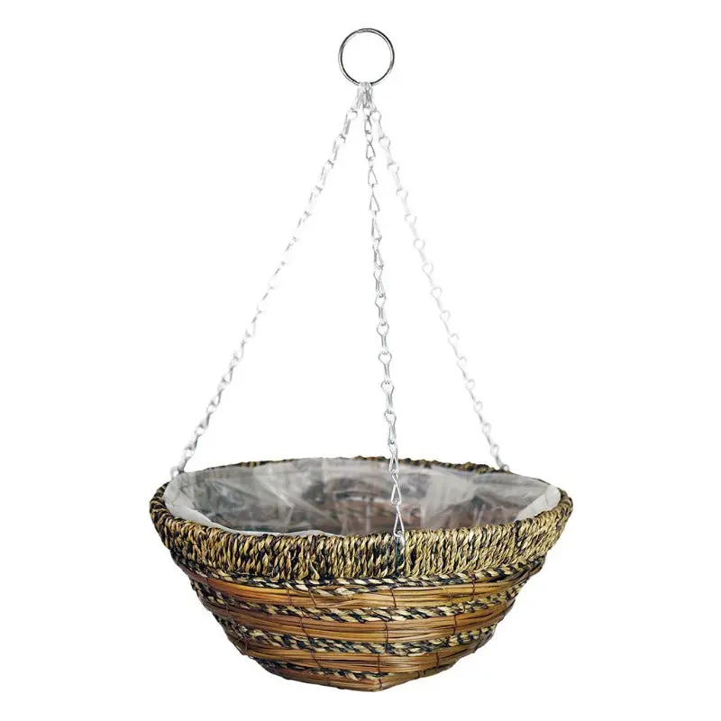 14-Inch Sisal Rope & Fern-Themed Hanging Basket 1