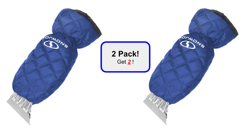 2-Pack Snow Joe Sjeg02M Polar Fleece-Lined Ice Scrapers – Waterproof, Heavy-Duty, Built-In Scraper Mitts 1