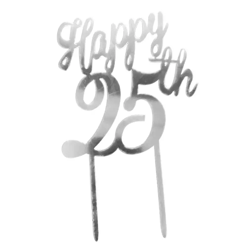 25Th Wedding Anniversary Cake Topper – 16 Cm Elegant Design 1