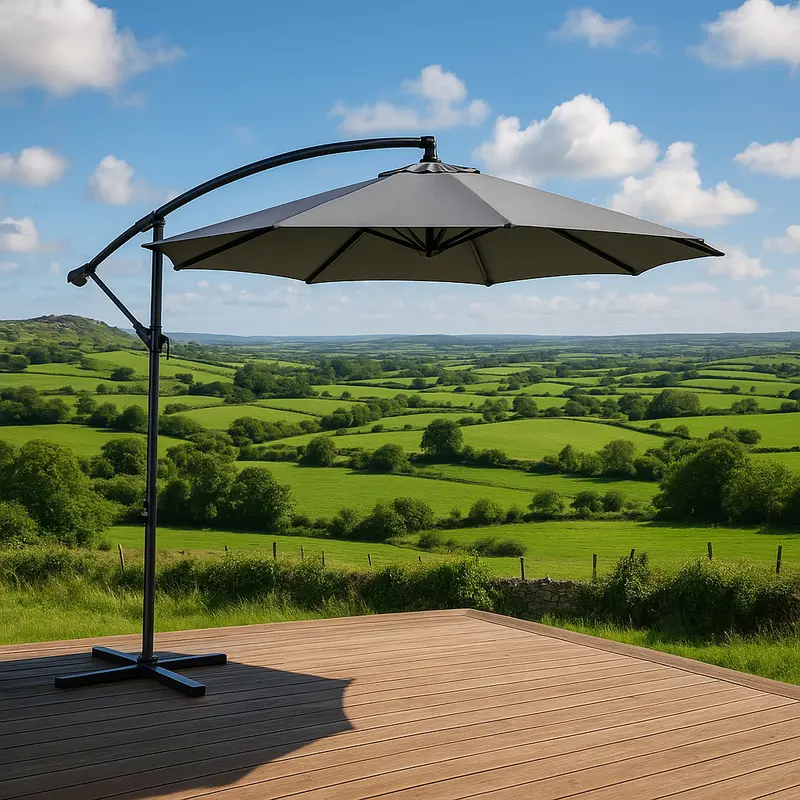 3-Metre Grey Cantilever Parasol With Overhang Design 1