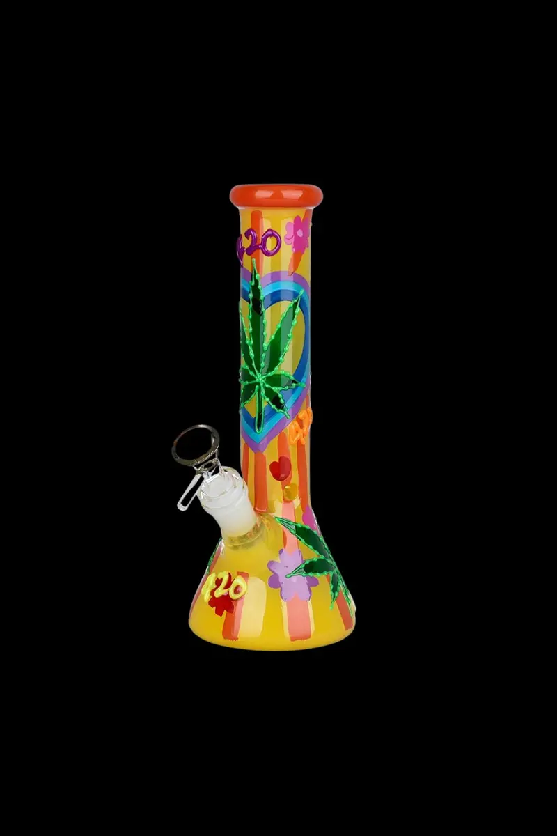 420 Glow-In-The-Dark Hemp Leaf Beaker Bong 1