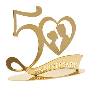 50Th Anniversary Cake Topper – Luxe Metallic Gold Finish (20 × 16 Cm) 1