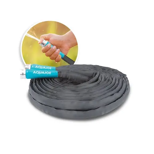 Aqua Joe Ajfjh50-58-Pro Refurbished Garden Hose – 50-Foot Ultra-Flexible, Kink-Free Fiberjacket With Metal Fittings 1