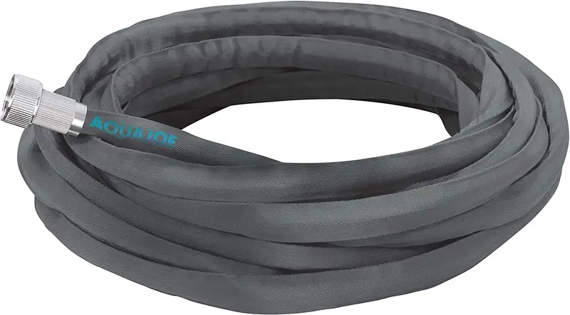 Aqua Joe Ajfjh50-Pro 50-Foot Fiberjacket Garden Hose – Refurbished (Ultra-Flexible, Kink-Free, Brass Fittings) 1
