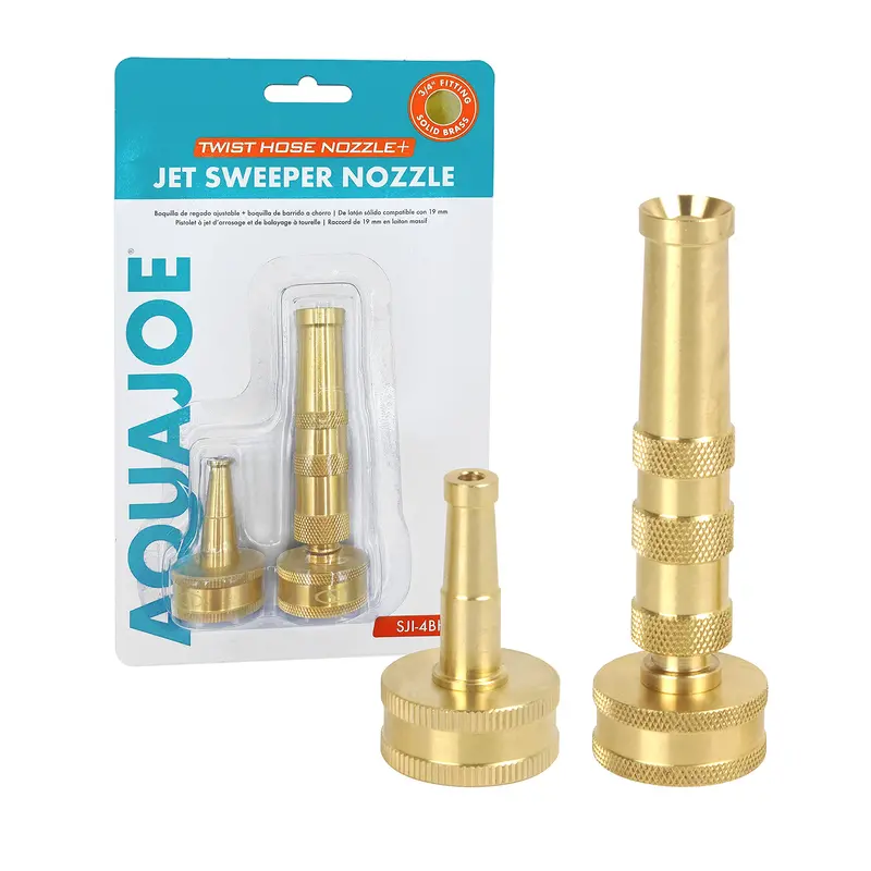 Aqua Joe Sji-4Bhnc Solid Brass Adjustable Nozzle Set – Refurbished (Twist & Jet Sweeper Nozzles, Heavy-Duty Construction) 1