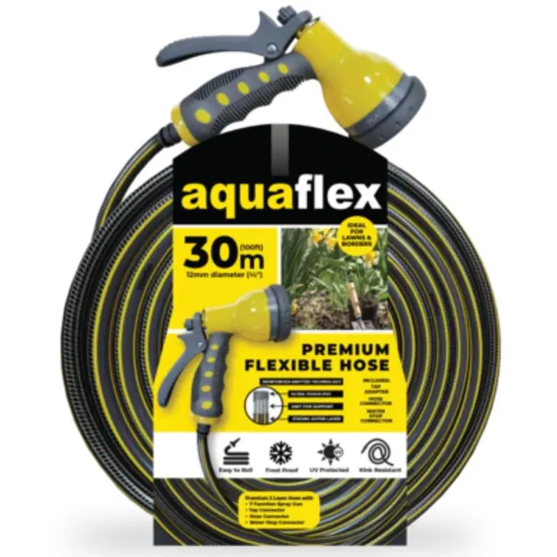 Aquaflex Premium 30-Meter Knitted Garden Hose With 7-Mode Spray Nozzle 1