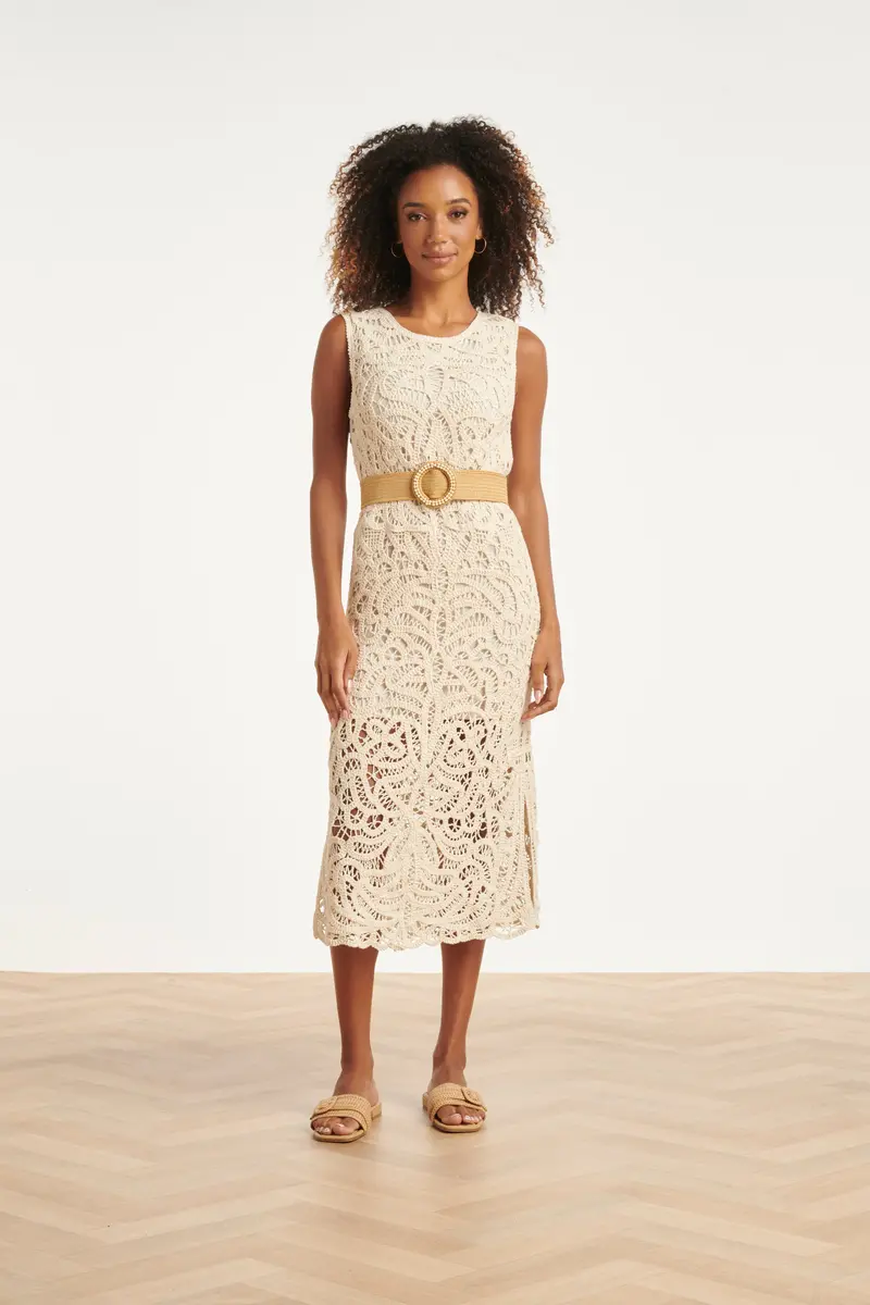Beige And Sand Beaded Stretch Belt 1