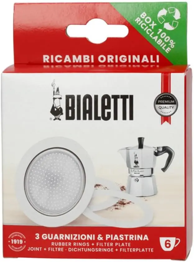 Bialetti 6-Cup Gasket And Filter Plate Replacement Kit – Compatible With Moka Express 1