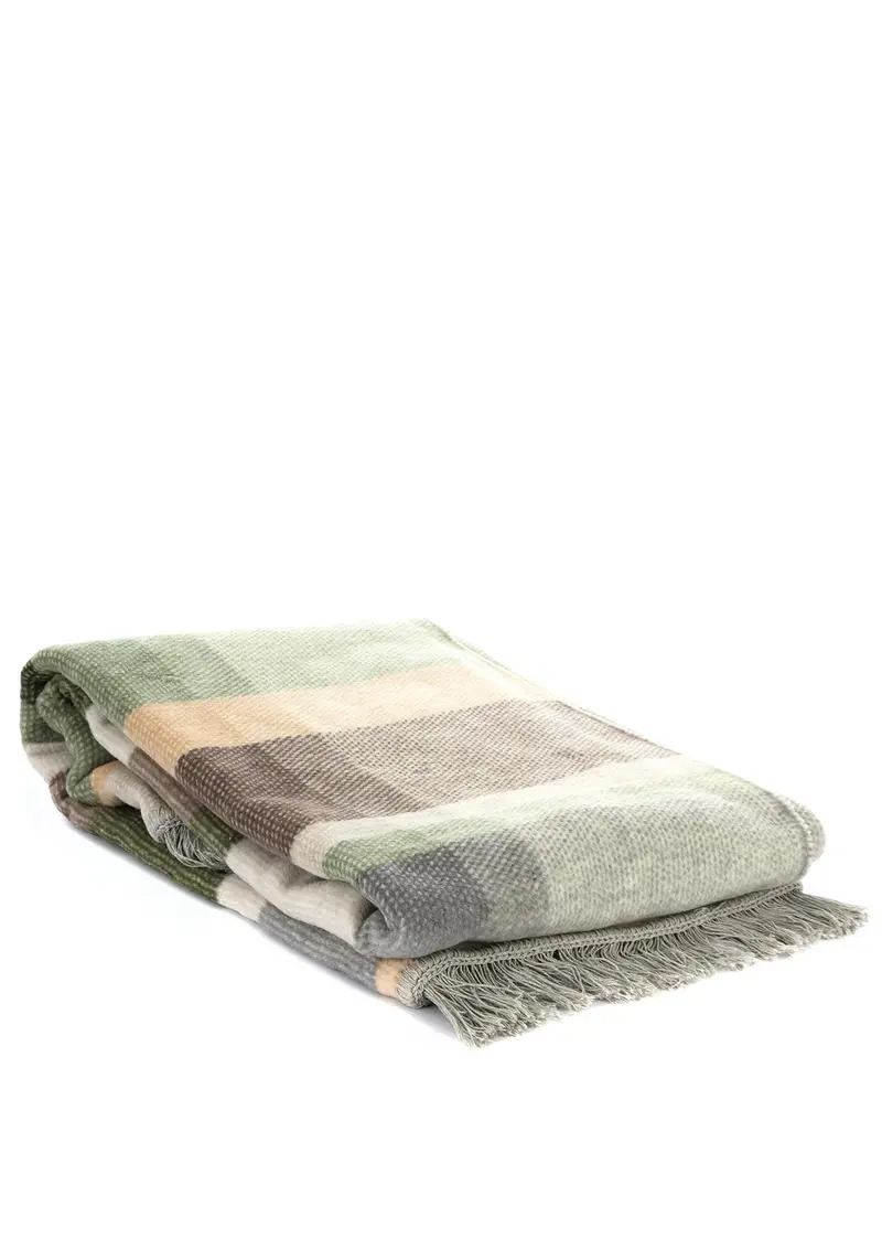 Biederlack Cotton-Rich Panel Check Throw Blanket – Forest Green, 140 X 180 Cm 1