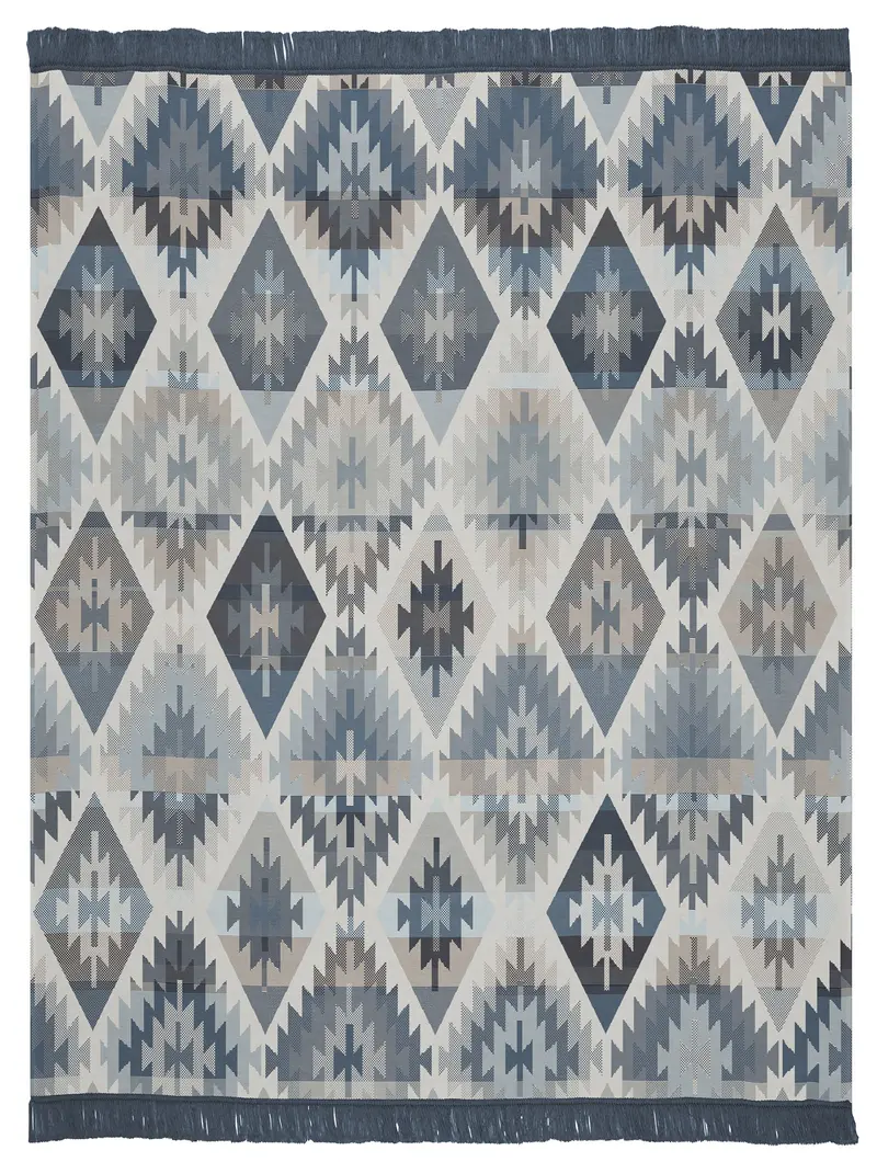 Biederlack Ikat Diamond Throw Blanket – Cotton-Rich, Natural Tone (140 X 180 Cm) 1