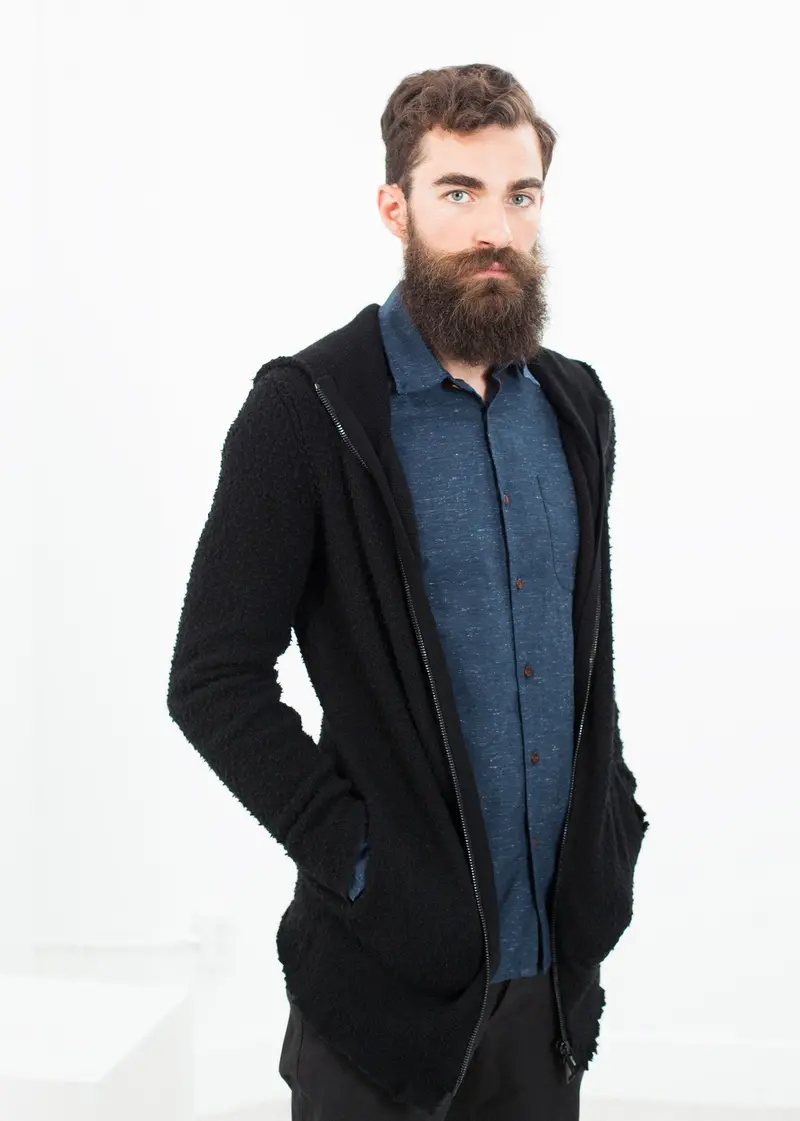 Black Pill-Resistant Zip-Up Sweater 1