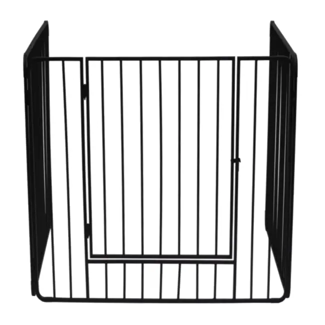 Black Stove Safety Guard With Adjustable Bars And Swinging Door 1