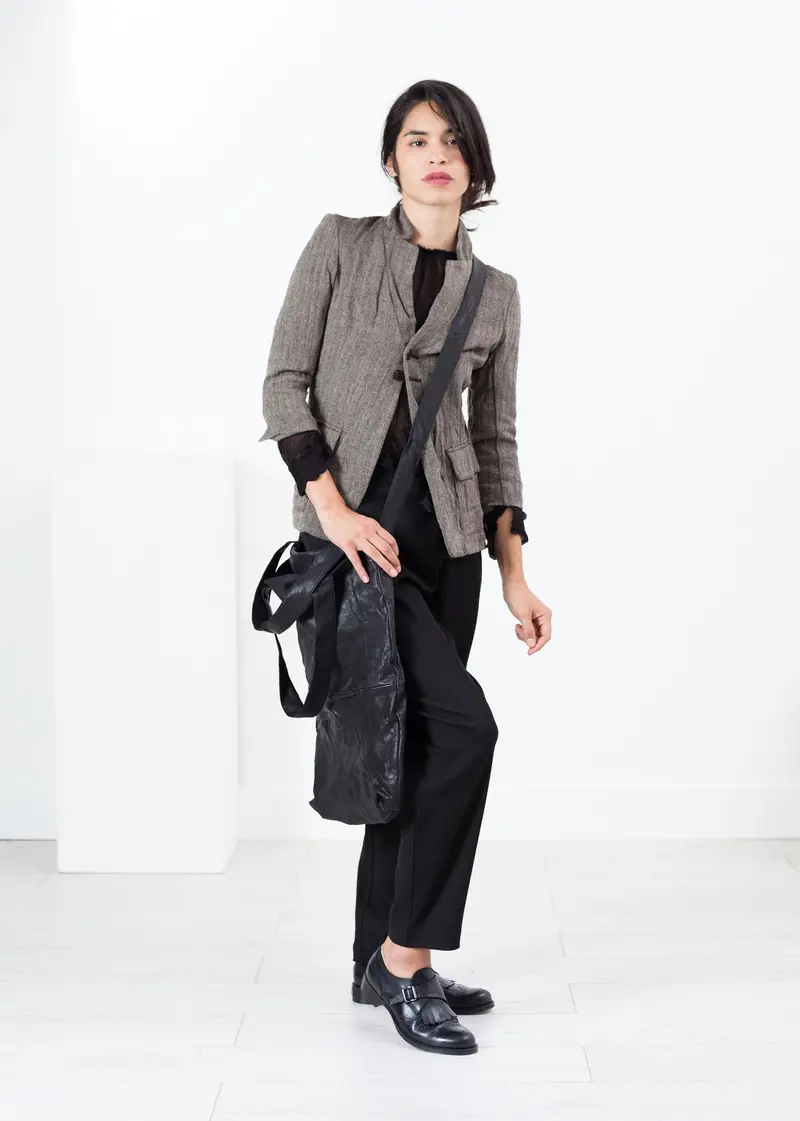 Black Tall Structured Tote Bag 1