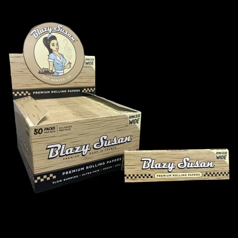 Blazy Susan 1-1/4" Natural Unbleached Rolling Papers – Display Box 1