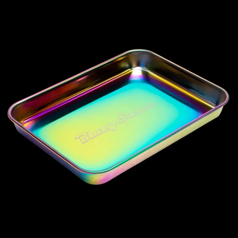 Blazy Susan Rainbow Stainless Steel Rolling Tray 1
