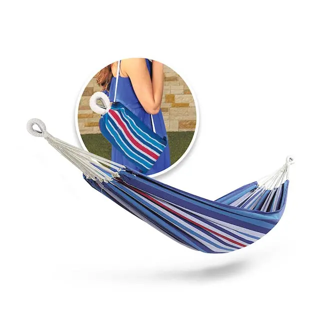 Bliss Hammocks Bh-400W5Ca 40-Inch Hand-Woven Rope Hammock – Cotton-Polyester Blend, 220-Lb Capacity, Patriotic Stripe 1