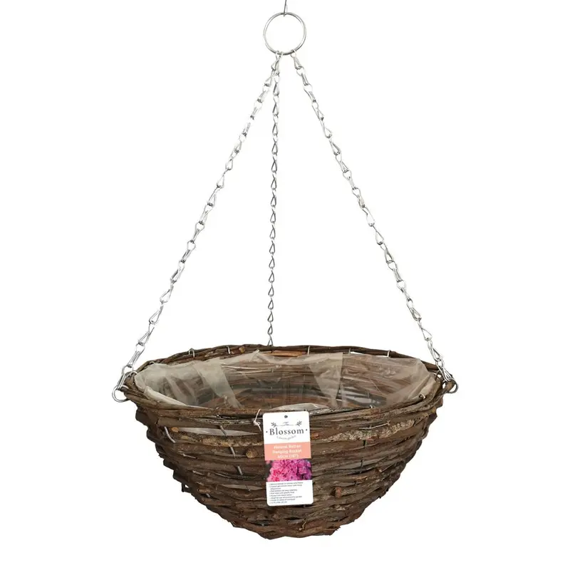 Blossom Natural Rattan Hanging Basket – 40Cm Diameter Woven Planter 1