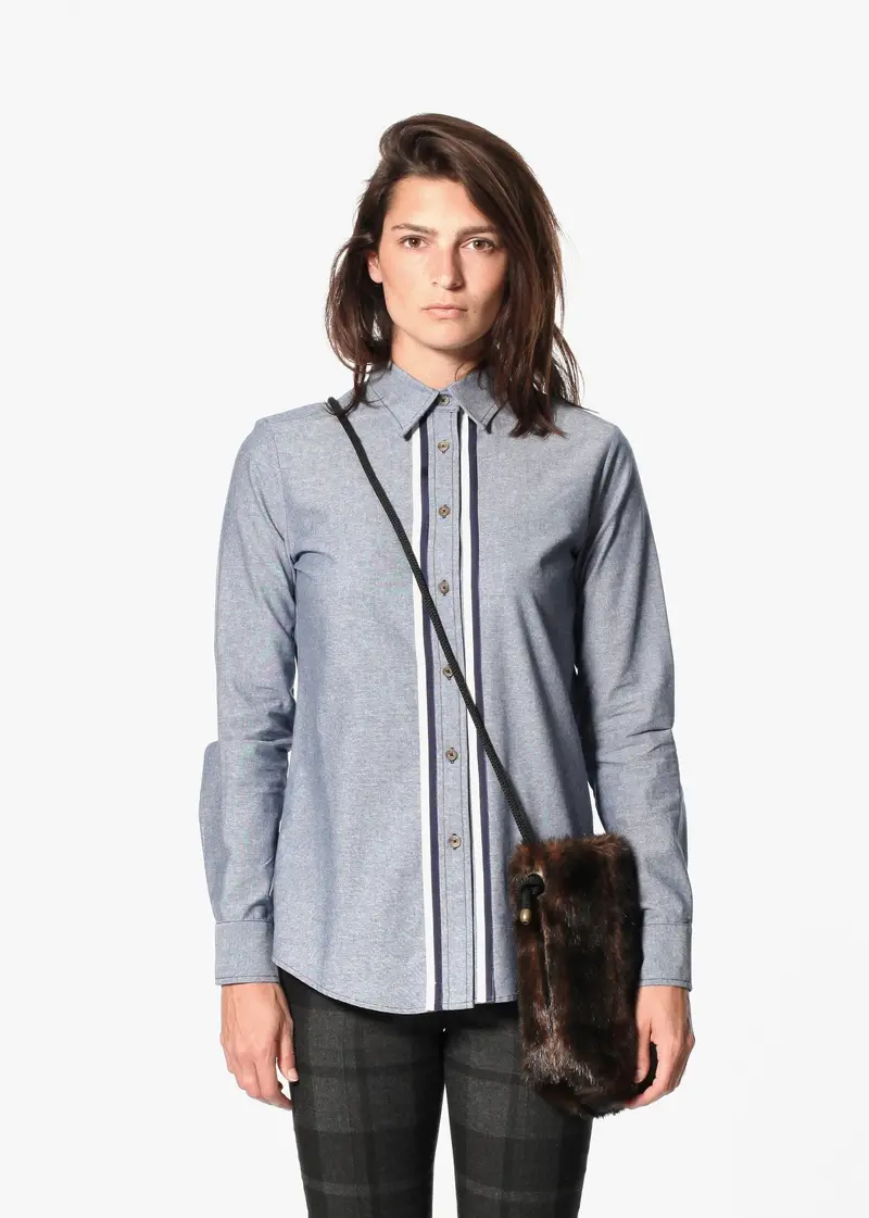 Blue Chambray Boyfriend-Style Overshirt 1