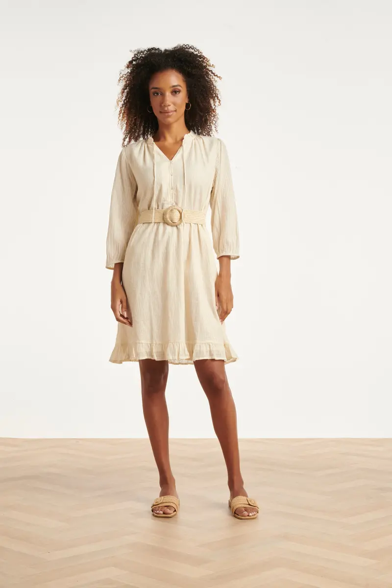 Boho Rattan-Style Waist Belt With Round Gold-Tone Buckle 1