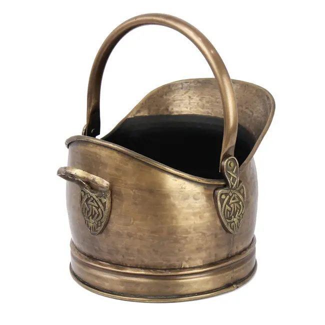 Celtic-Style Antique Brass Bucket – Decorative Wall Or Floor Mount 1