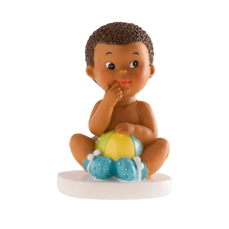 Christening Cake Topper – Seated Baby Boy With Ball, 10 Cm 1