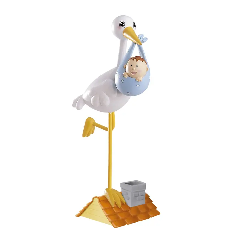 Christening Keepsake Figurine – Baby Boy With Stork, 18Cm 1