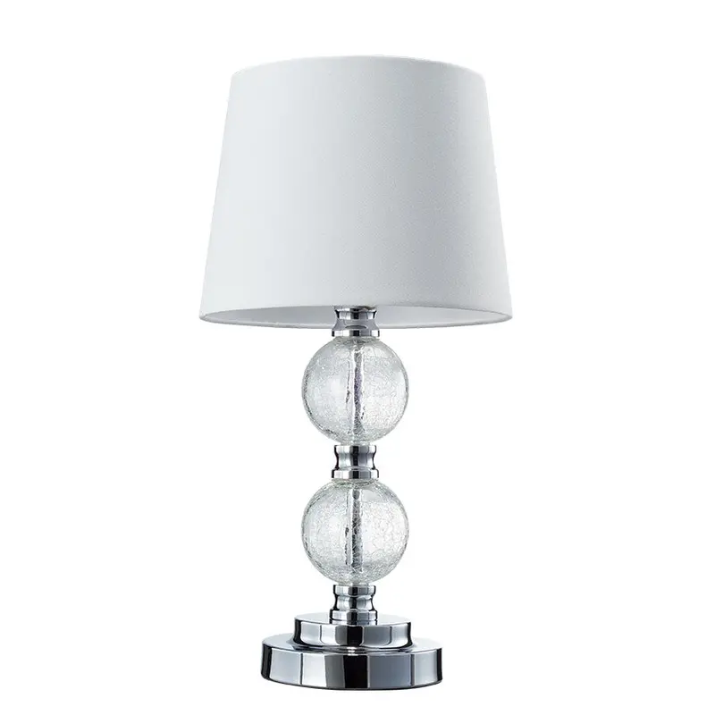 Chrome-Finished Table Lamp With Crackle-Glass Accents 1