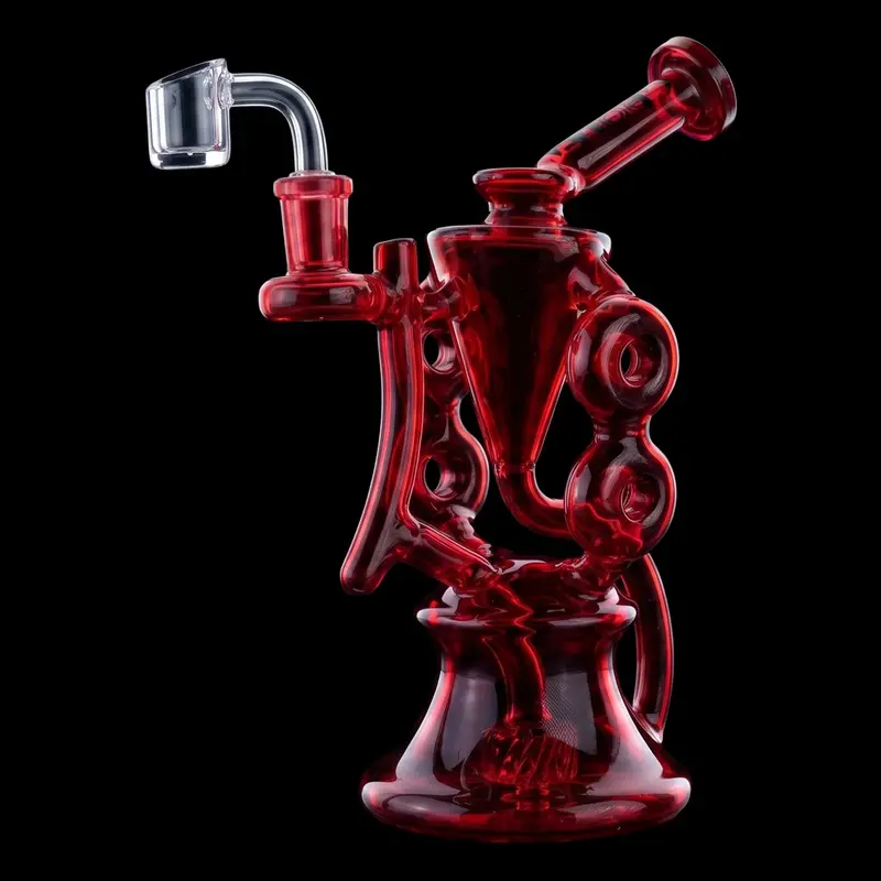 Croia Glass 10-Inch Symmetrical Quad-Donut Klein Recycler Dab Rig 2
