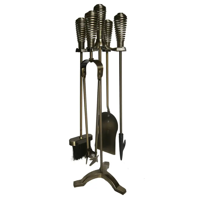 De Vielle Swirl-Handle Cast Iron Fire Companion Set 1