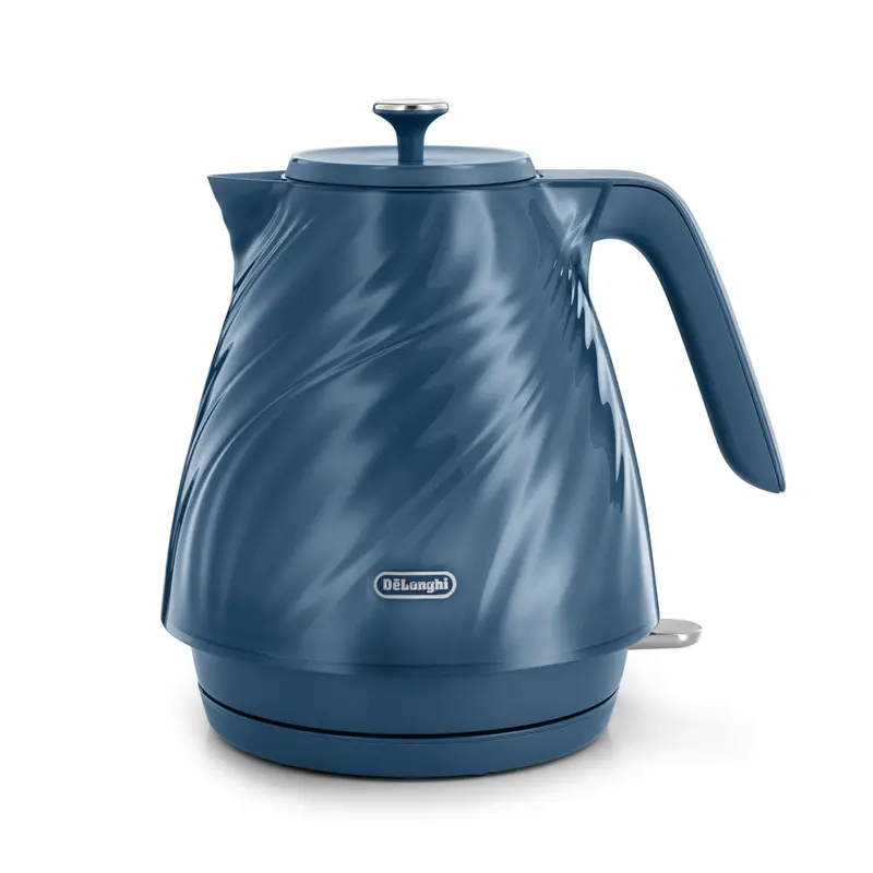 De'Longhi Ballerina Seta Electric Kettle – 1.7L Blue Stainless Steel Design 1