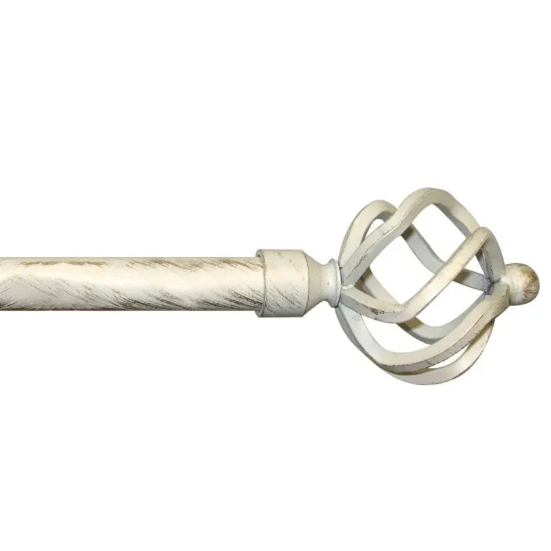 Deville Cream Cage-End Adjustable Curtain Pole – 1.2M To 2.1M 1