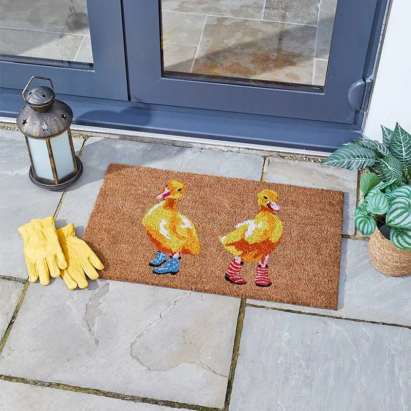 Ducks In Wellies Coir Welcome Mat – 45×75Cm Outdoor Doormat 1