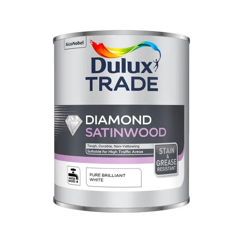 Dulux Trade Diamond Satinwood Pure Brilliant White – Hard-Wearing Interior Wood Paint 1
