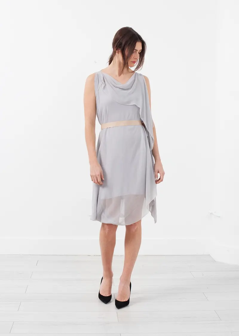 Elegant Chiffon Draped Dress 1