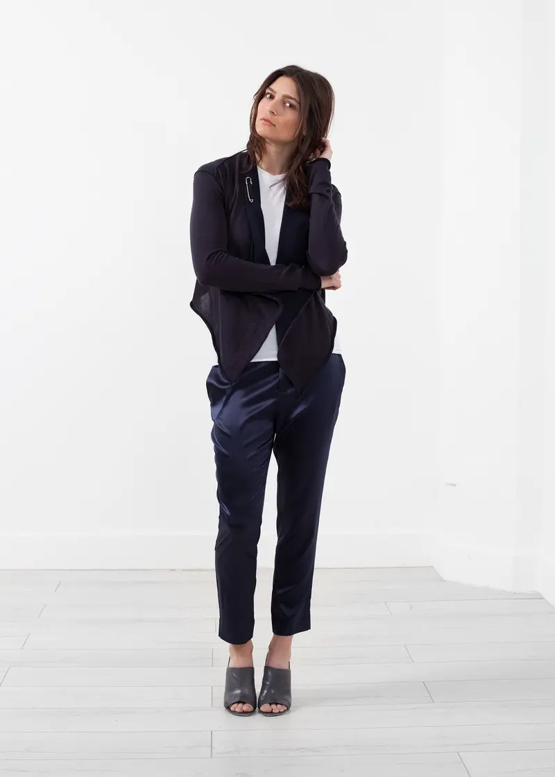 Elegant Draped-Neck Lightweight Cardigan 1