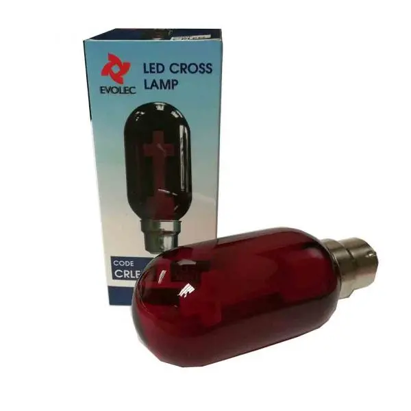 Evolec 0.5W Red Led Crucifix B22 Bulb – Decorative Religious Lighting 1