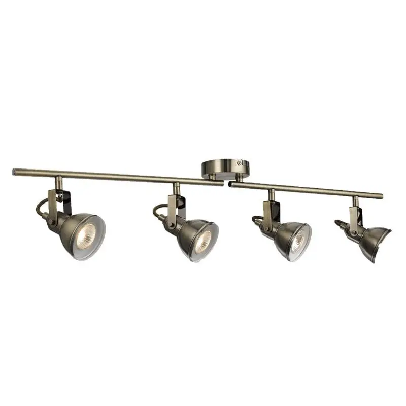 Focus 4-Light Adjustable Antique Brass Ceiling Spotlight Bar 1