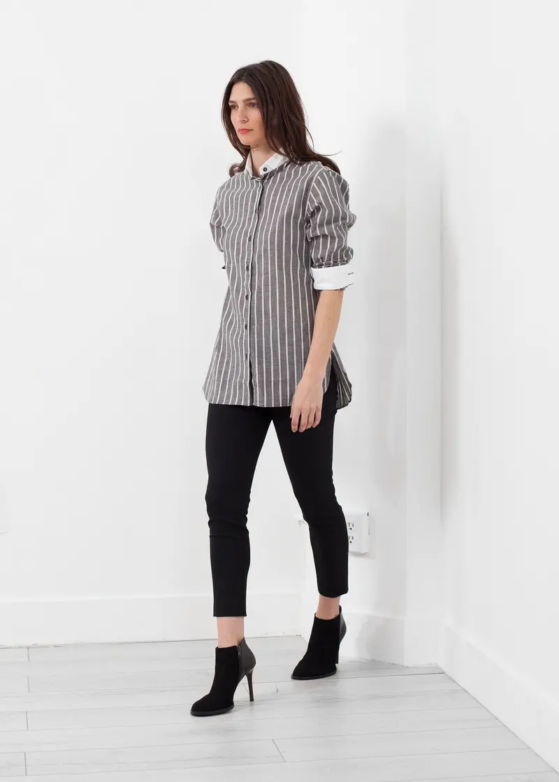 Formal Striped Tuxedo Dress Shirt 1