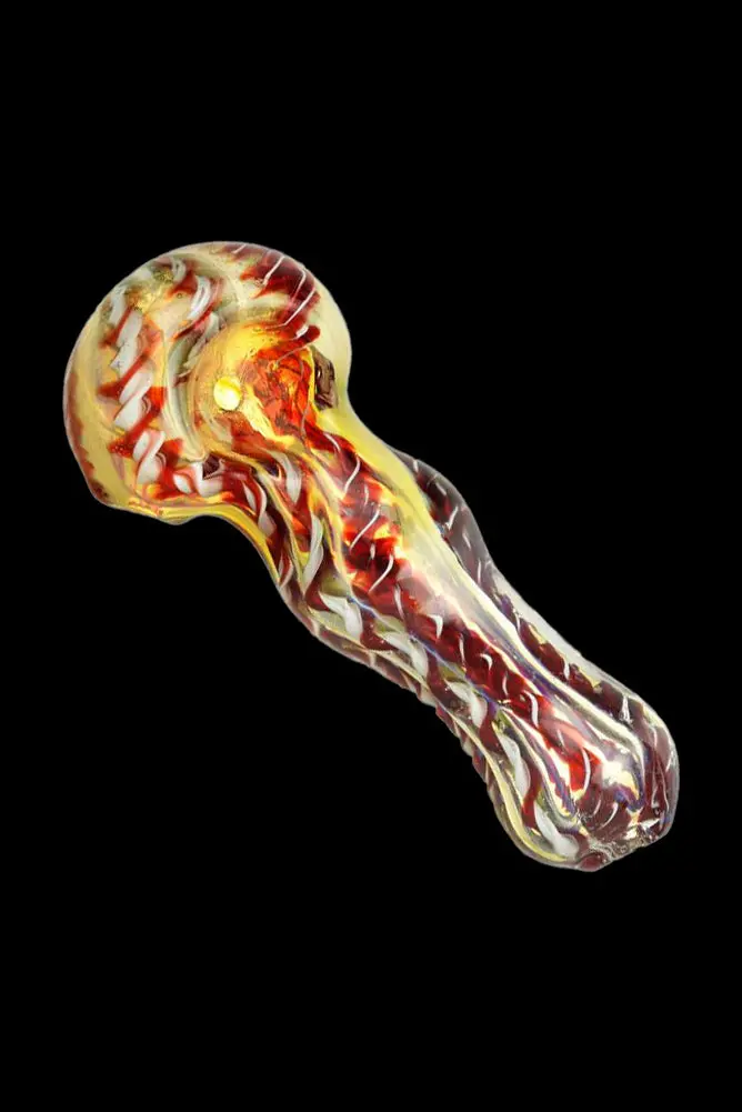 Fumed Latticino Spoon Pipe With Color-Changing Glass 1