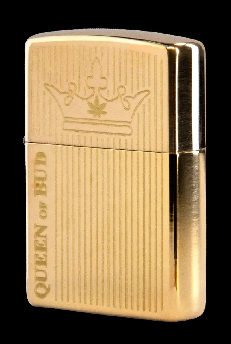 Golden Vertical Flame Zippo Lighter – Queen Of Bud Series 1