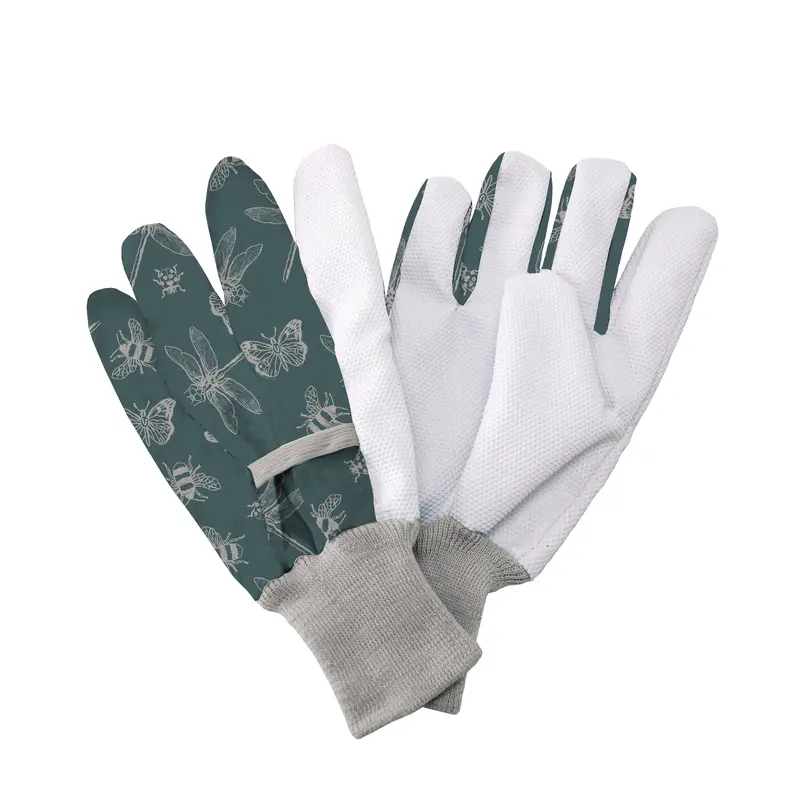 Green Insect-Design Jersey Cotton Work Gloves 1