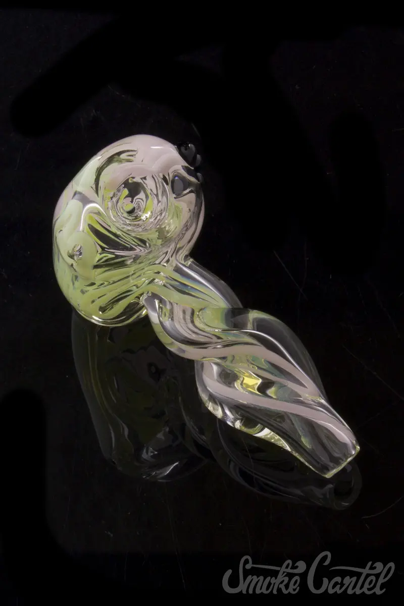 Green Slyme & Bubble Gum Inside-Out Spoon Pipe With Black Marbles 1