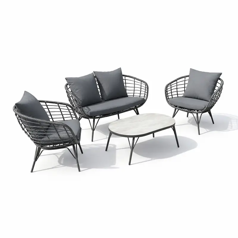 Grey Woven Evora Outdoor Lounge Set 1