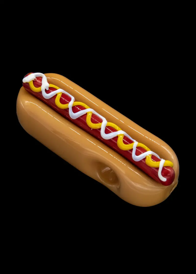 Hot Dog–Themed Glass Hand Pipe – Playful Doggy Shape 1