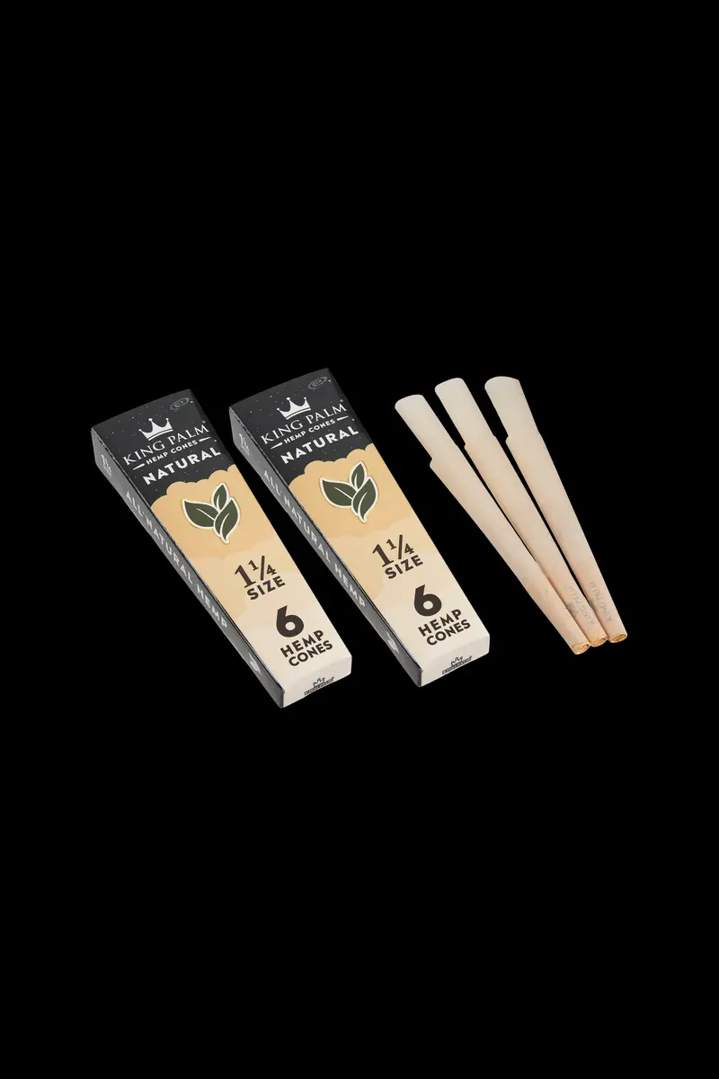 King Palm Natural 1¼ Size Pre-Rolled Hemp Cones (12 Total) 1