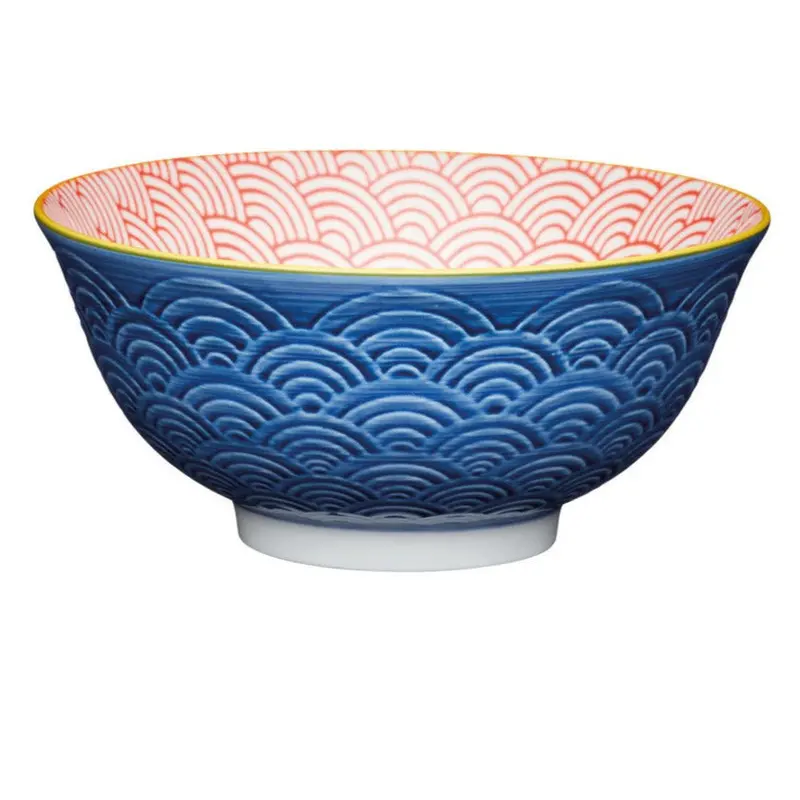 Kitchencraft Ceramic Bowls With Blue Arched Design 1