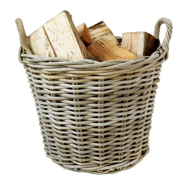 Kubu Log-Style Small Woven Basket – Natural Round Storage Container 1