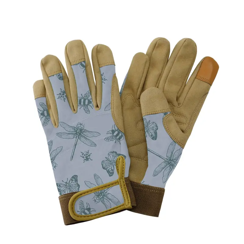 Light Blue Insect-Print Lightweight Gardening Gloves 1