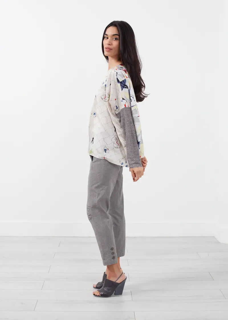 Long-Sleeve Box-Pleat Blouse 1