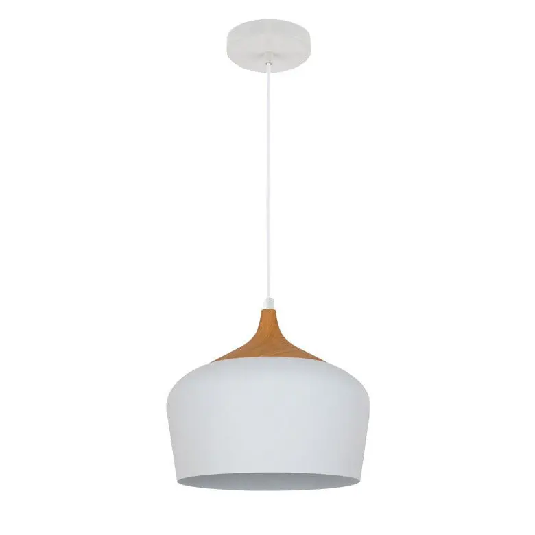 Matera Contemporary Wood-Effect Pendant Lamp In Matte White 1